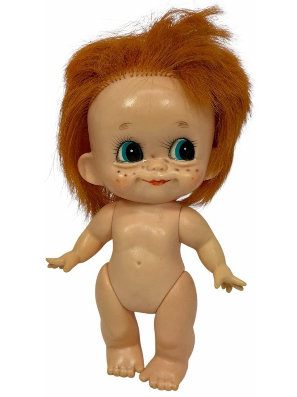 Vintage 1960s Masudaya Big Eye 9" Doll JAPAN Jointed Red Hair Rooted Blue Eyes